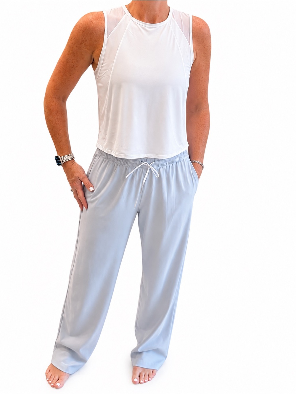 Lululemon Sculpt Cropped Tank Top in White, size 8